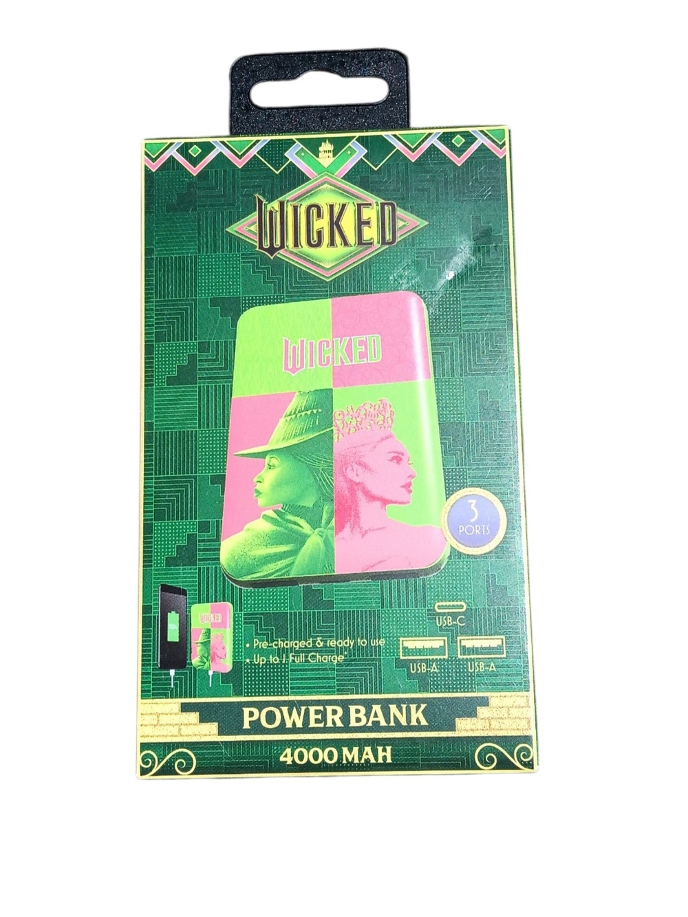 Wicked Green & Pink Power Bank - 4000mAh